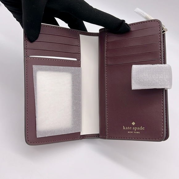Kate Spade Signature Spade Flower Medium Compact Bifold Wallet Grenache - Picture 10 of 16
